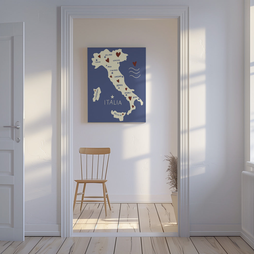 Italien Kort | Lærredsbilleder