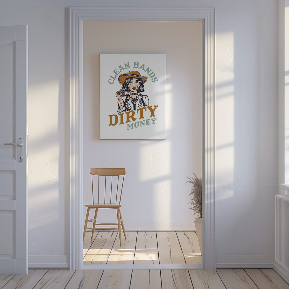 Mains propres, argent sale, poker, cowgirl | Tableaux sur Toile