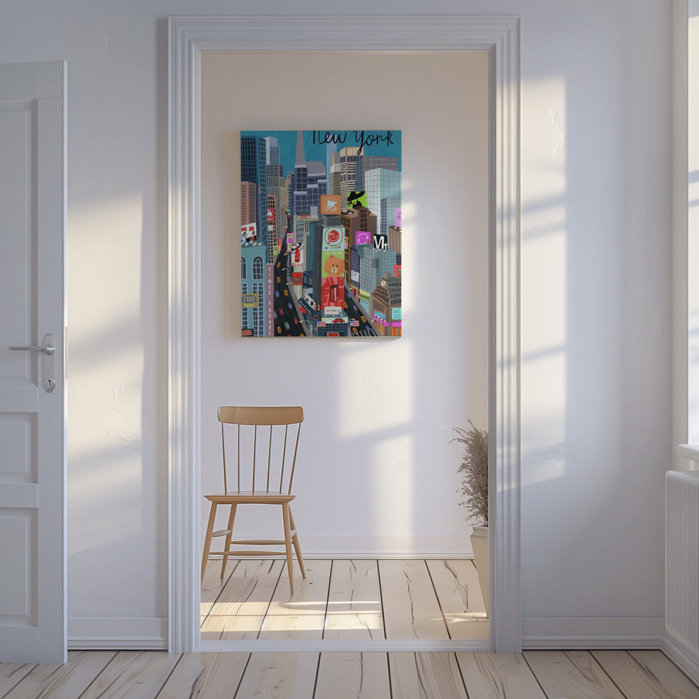 Times Square, New York Illustratie door kunstenaar Carla Daly | Canvasprints