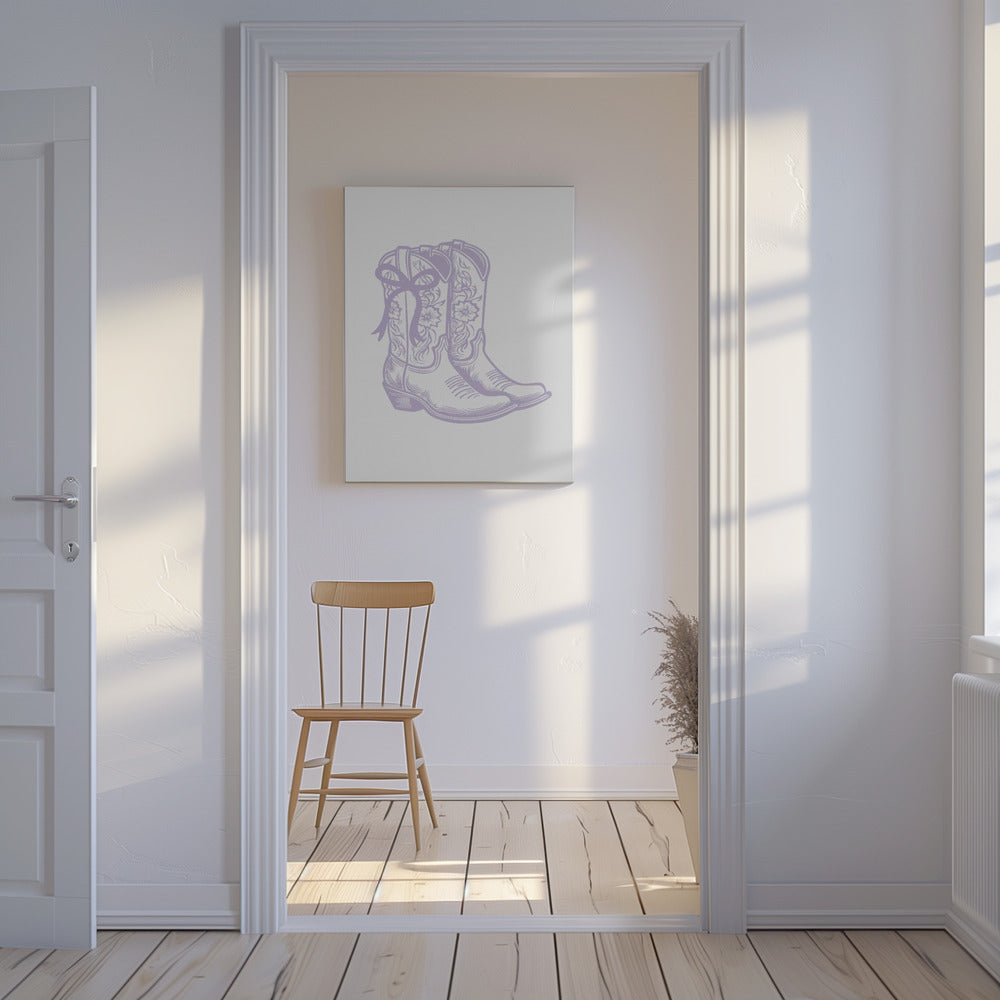 Bottes de cow-girl violettes avec nœud | Tableaux sur Toile