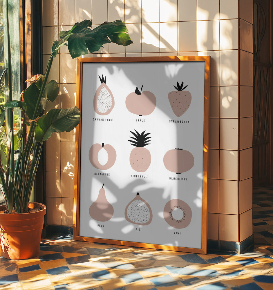 Minimalistisk Frugtgitter | Plakater - Kunsttryk