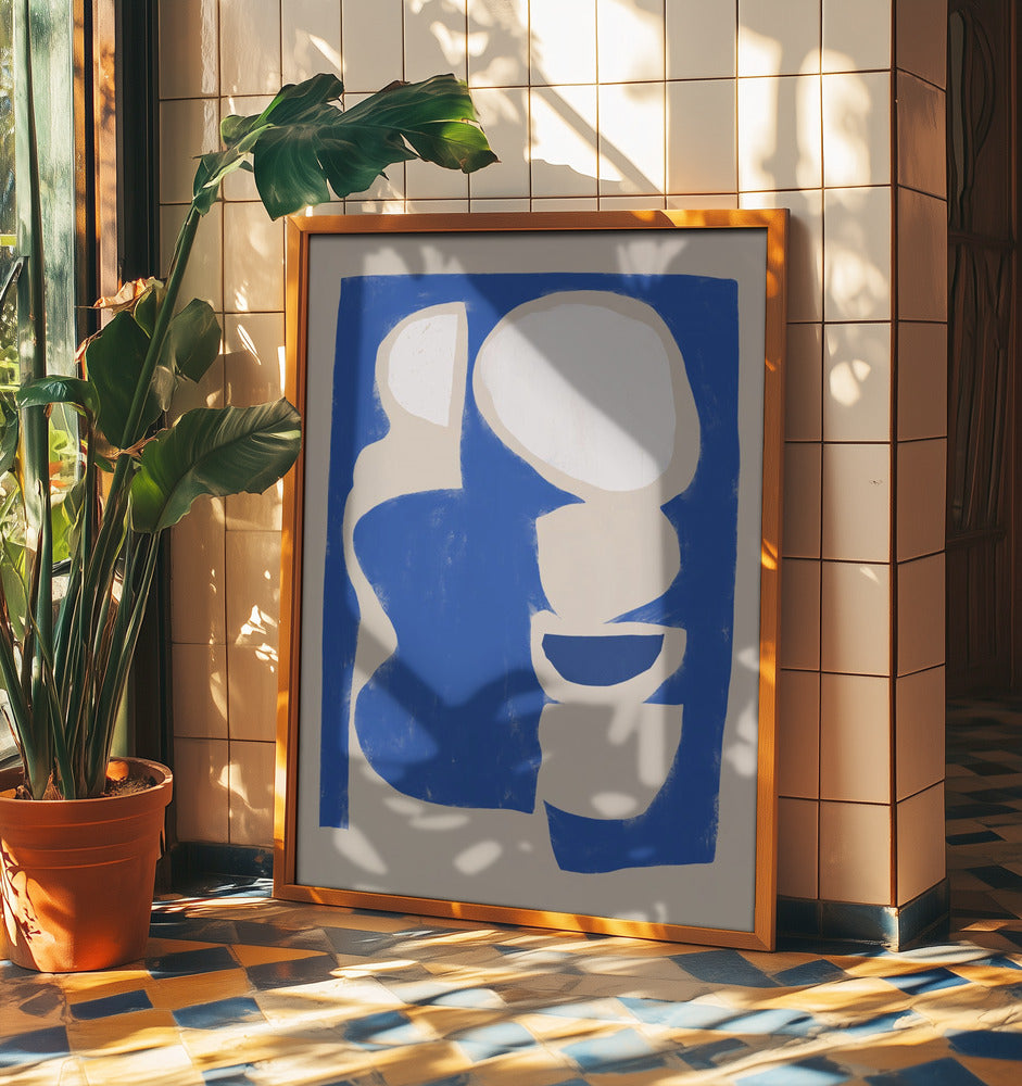 Organic shape cut out in blue | Poster