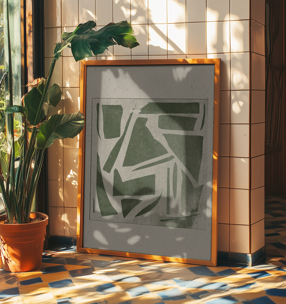 Grön geometrisk labyrint | Poster