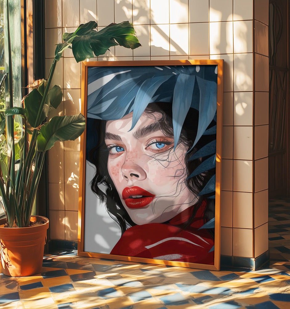 Woman With Blue Eyes portrait | Poster