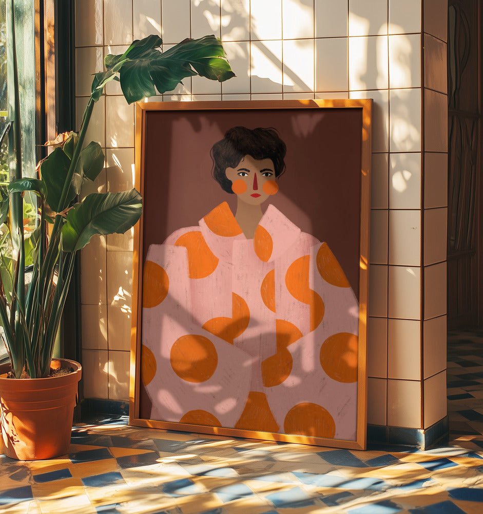 Frau mit orangen Punkten | Poster