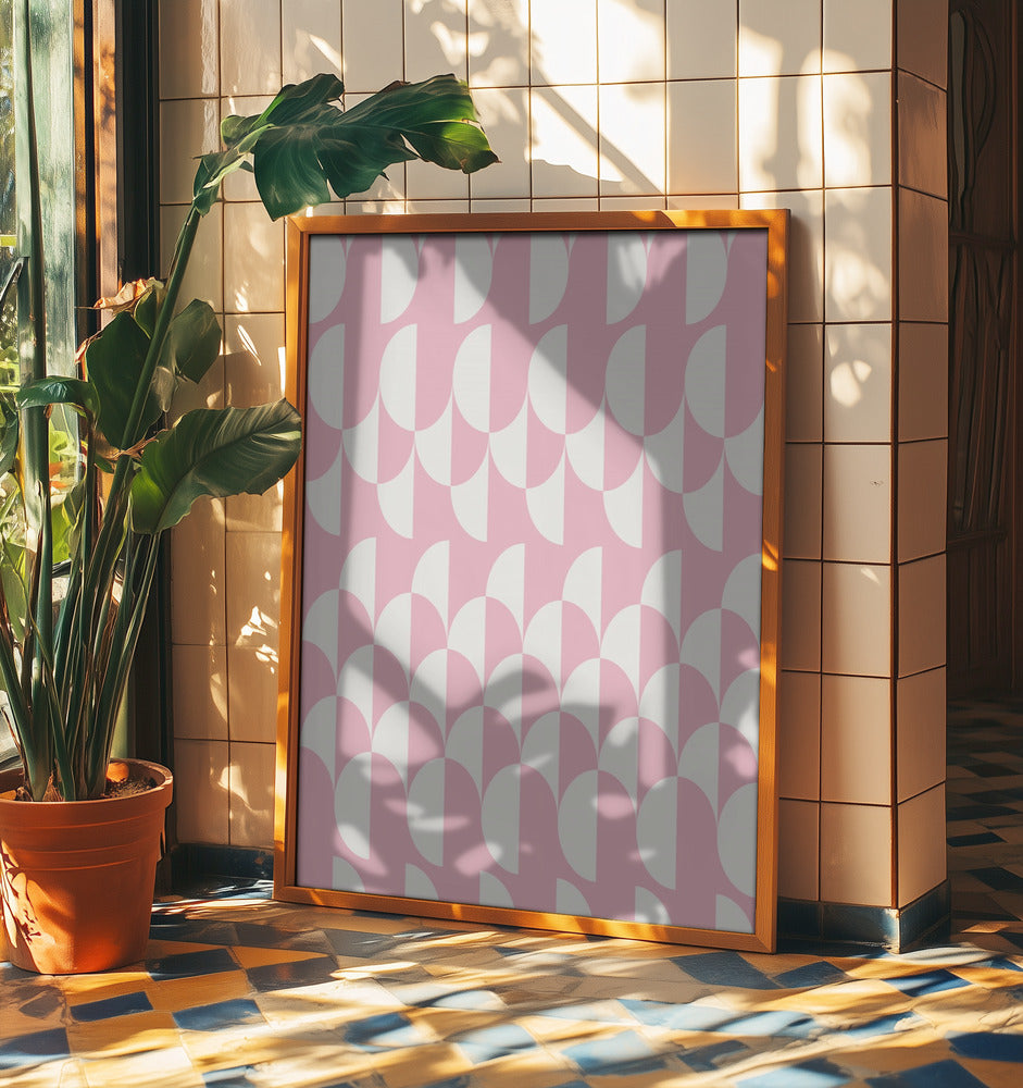 Minimalist art deco geometric arches pink | Poster