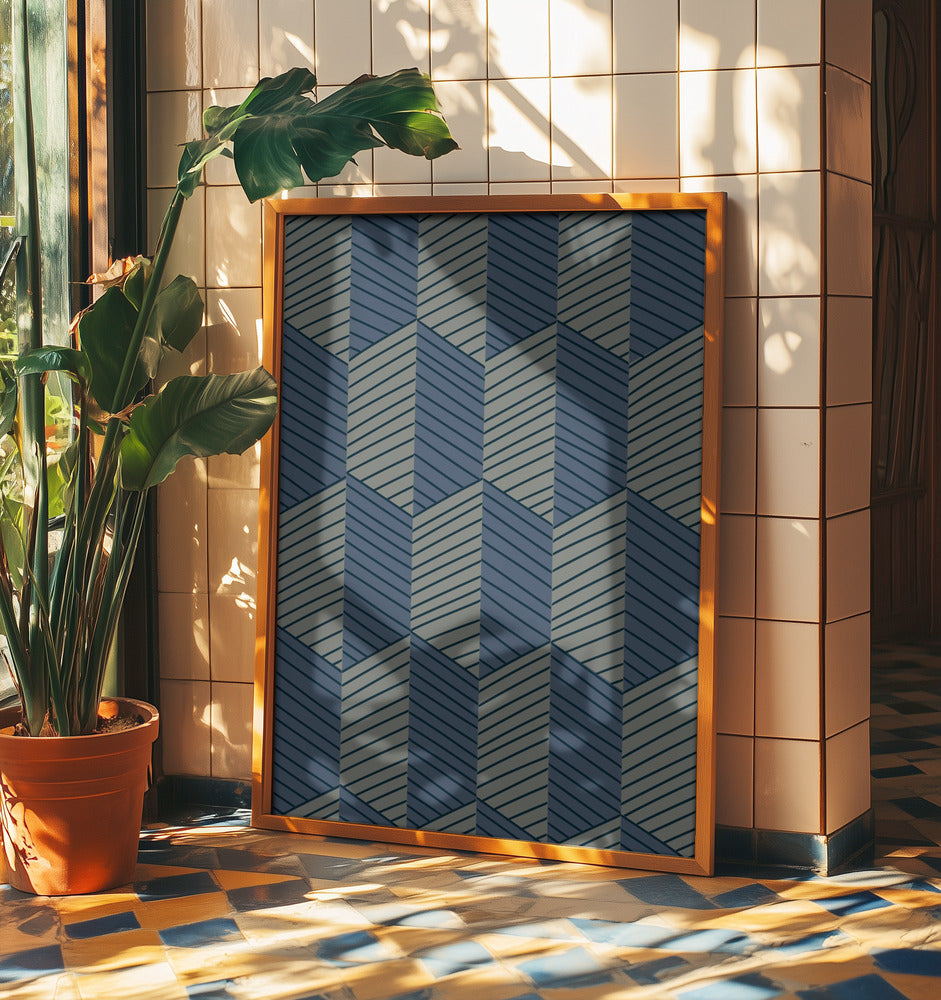Geometric Pattern with Repeating Rhombus Shapes | Poster