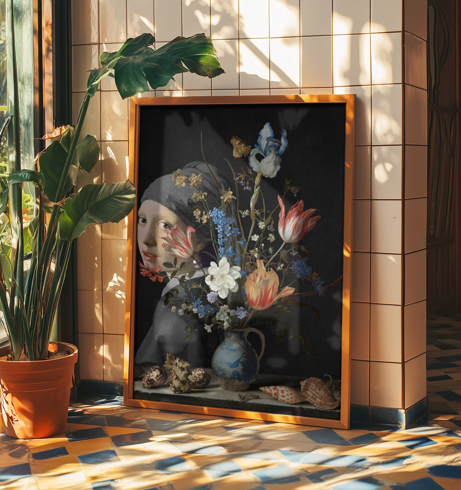 Das Mädchen mit dem Perlenohrring – Hinter einer Wan Li-Vase | Poster