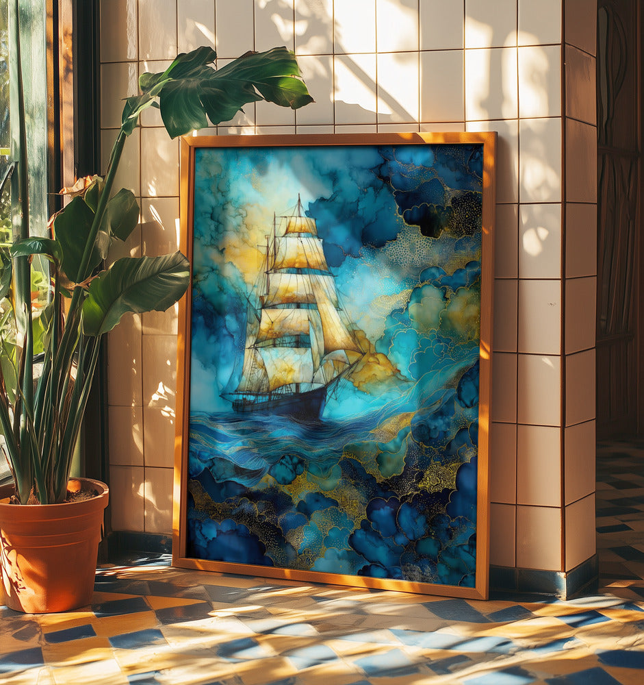 Nautica Sea Art Watercolor Ship (26) | Poster