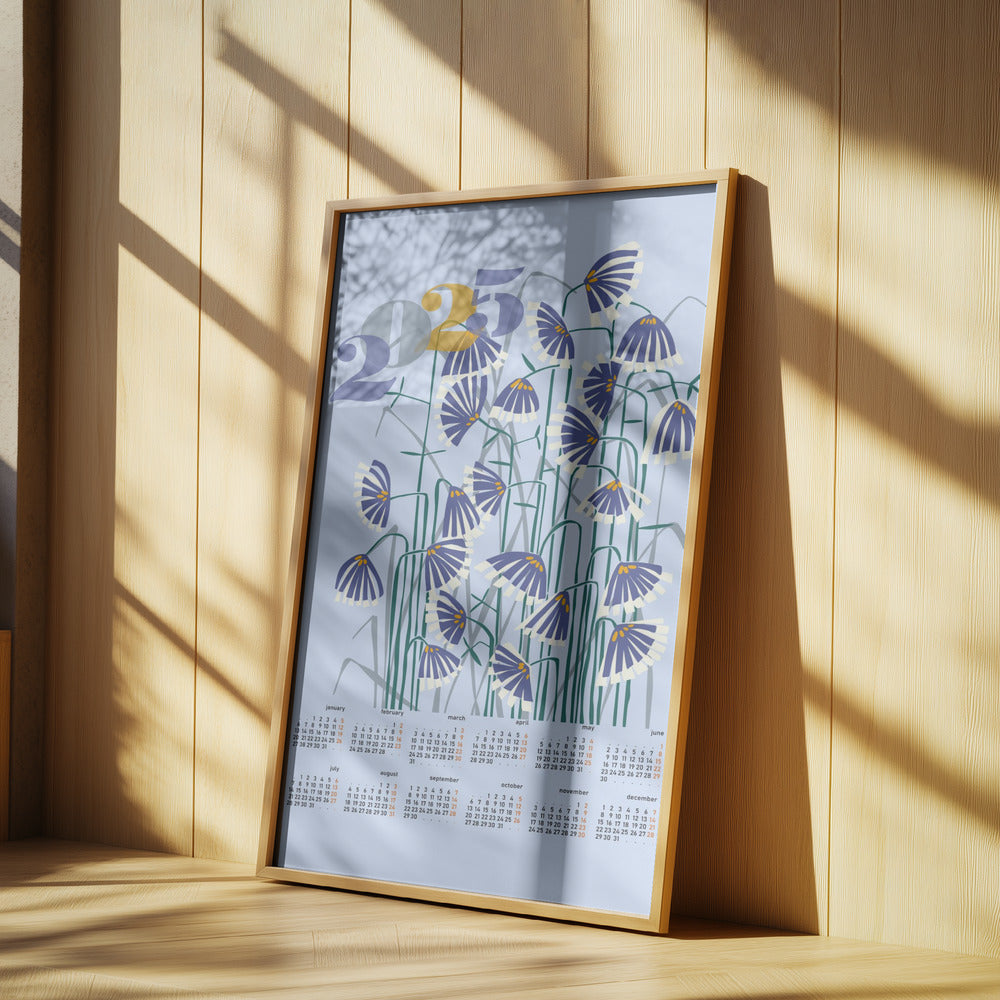 calendar 2025 Linocut flowers light | Poster