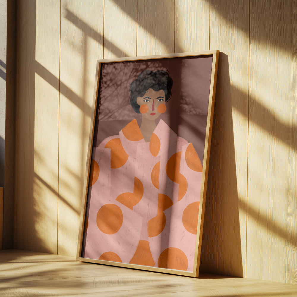 Frau mit orangen Punkten | Poster