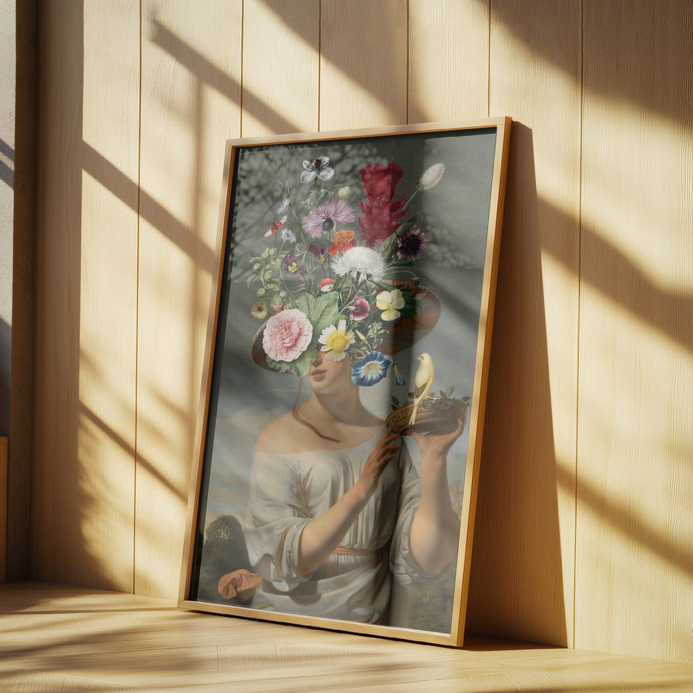 Frau mit großem Blumenhut | Poster