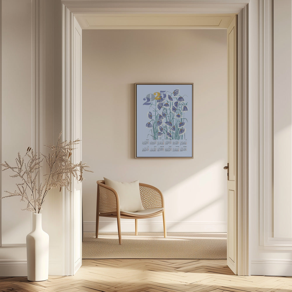 calendar 2025 Linocut flowers light | Poster