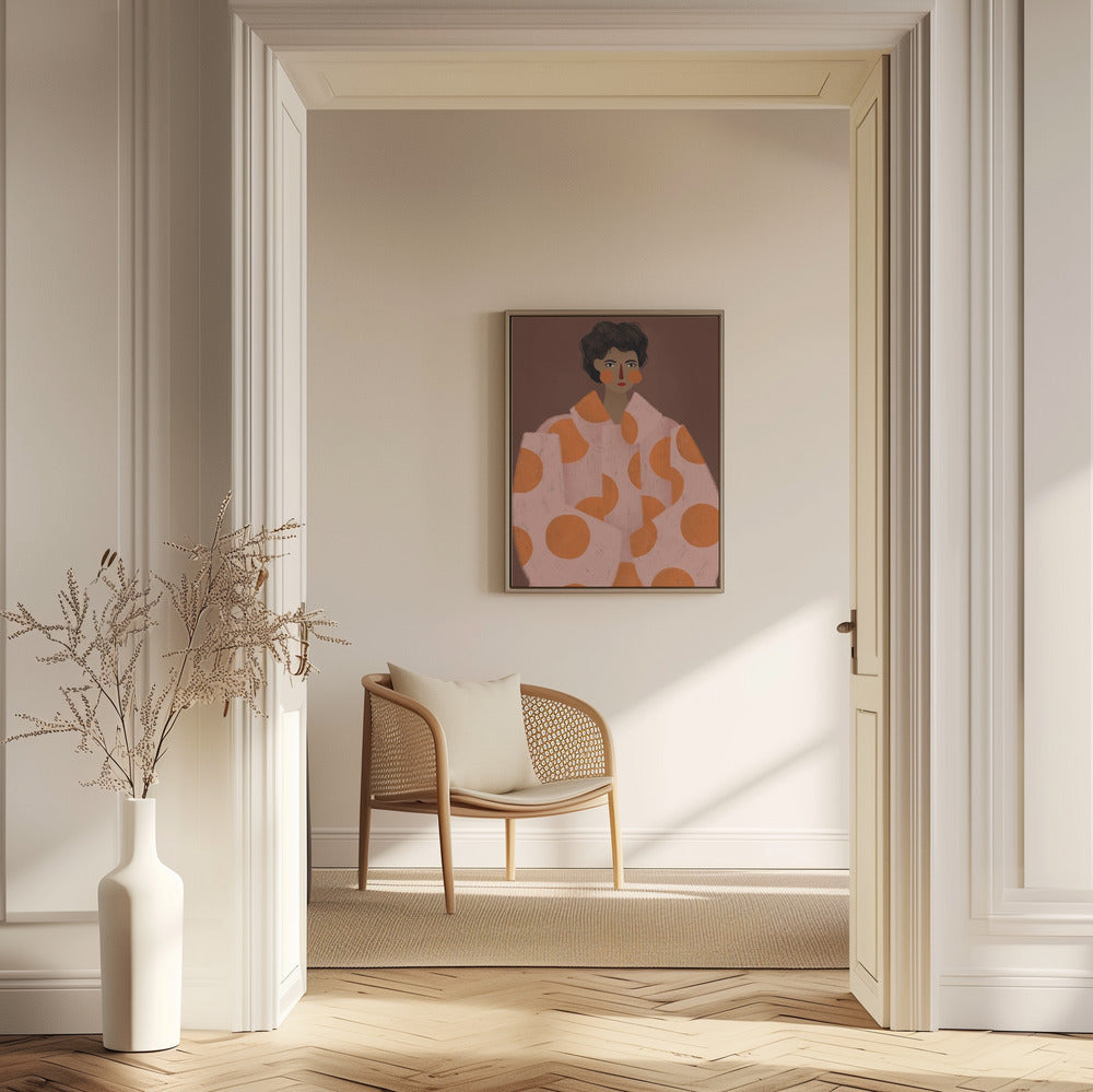 Frau mit orangen Punkten | Poster