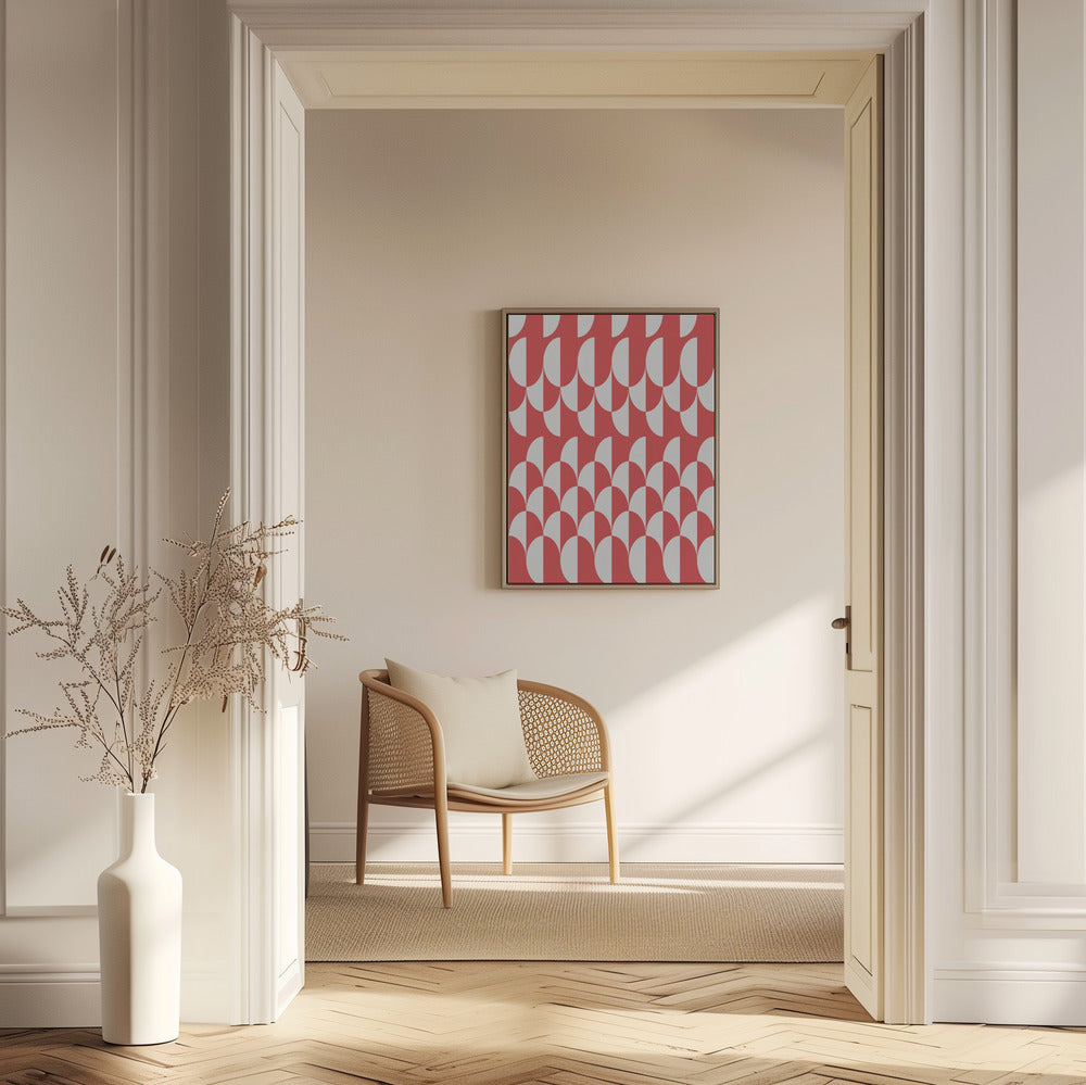 Minimalist art deco geometric arches red | Poster