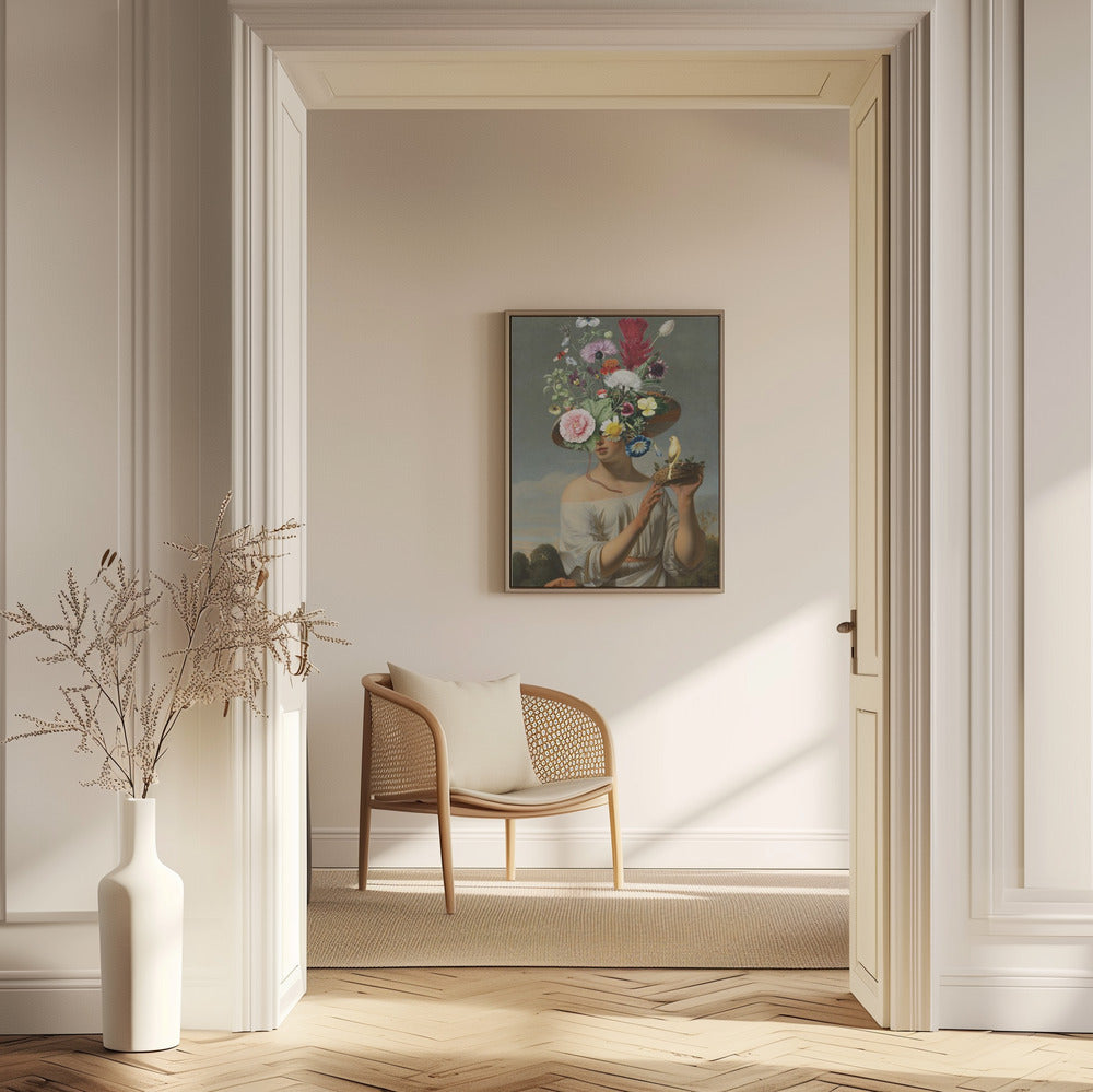 Frau mit großem Blumenhut | Poster
