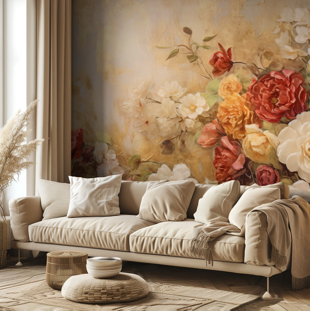 Fa Vintage Blommor 77 | Fototapet