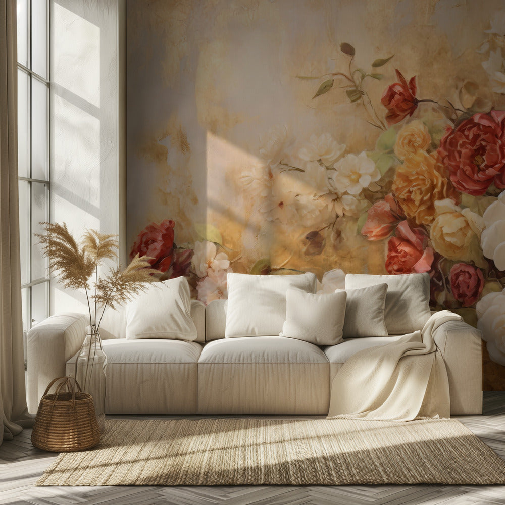 Fa Vintage Blommor 77 | Fototapet
