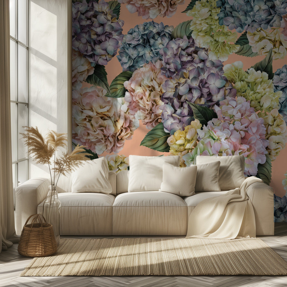 Hortensias_Peach Fuzz | Papier Peint Photo