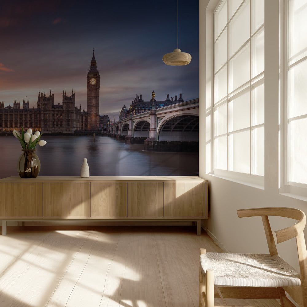 Tramonto sul Palazzo di Westminster a Londra | Carta da Parati Fotografica
