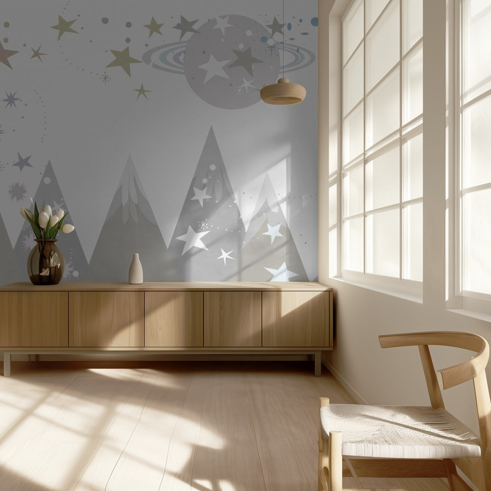 Escenas de invierno: mural de habitación infantil en gris monótono 9 | Papel Pintado Fotográfico