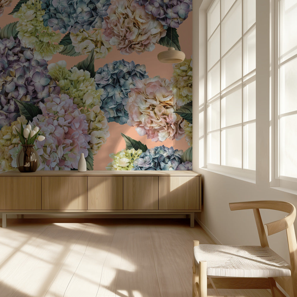 Hortensias_Peach Fuzz | Papier Peint Photo