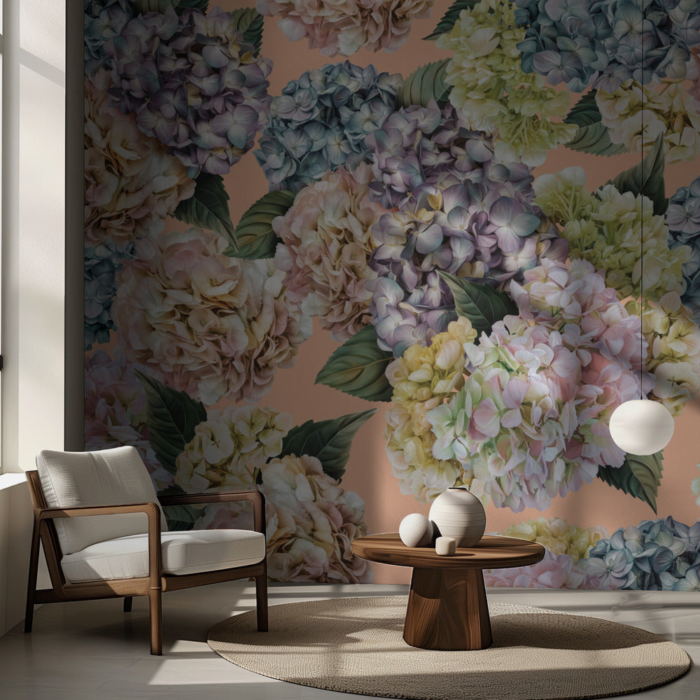 Hortensias_Peach Fuzz | Papier Peint Photo