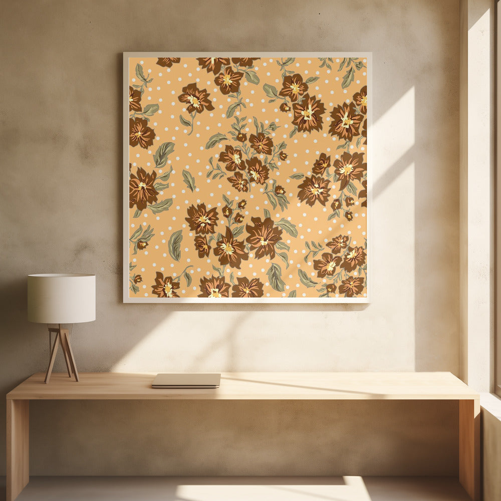 Floral Heritage bouquet yellow vintage pattern | Poster