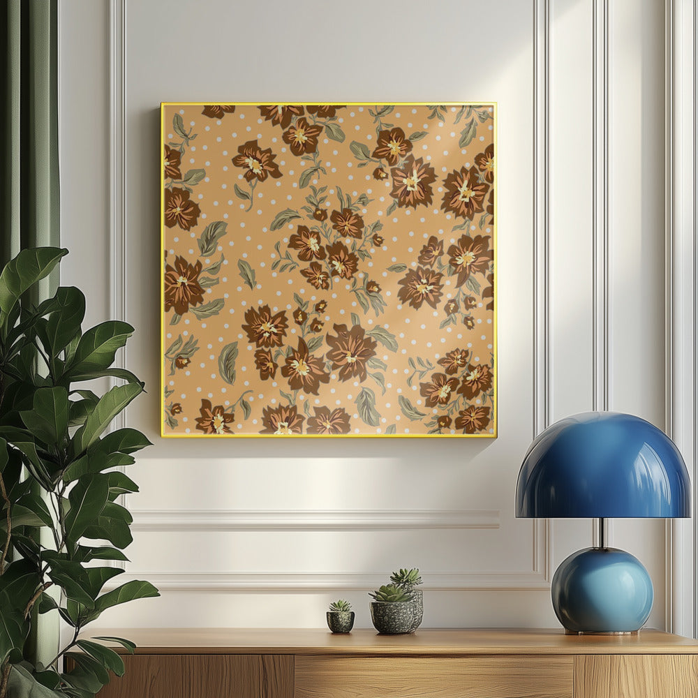 Floral Heritage bouquet yellow vintage pattern | Poster