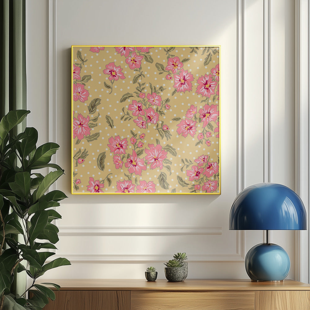 Floral Heritage bouquet vintage pink pattern | Poster