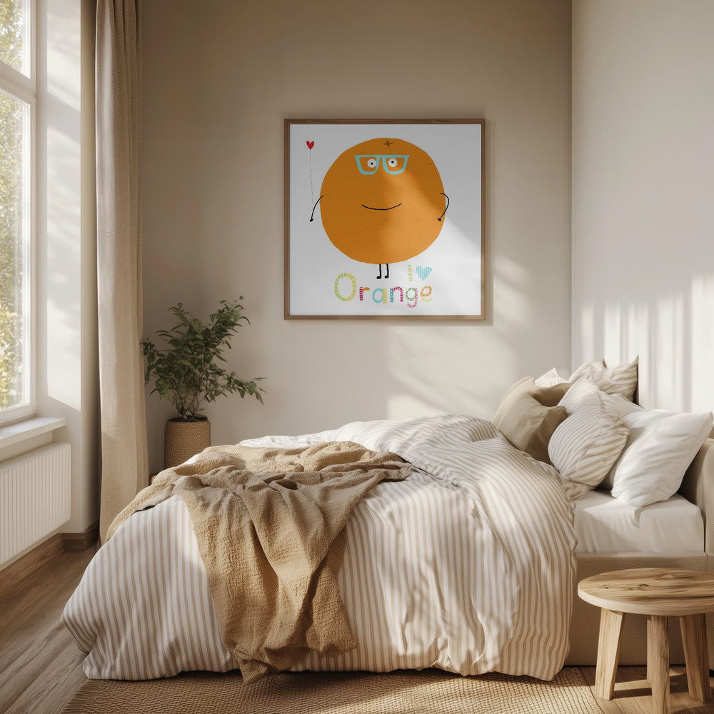 I Love Orange! Cute Orange Holding a Love Heart. | Poster