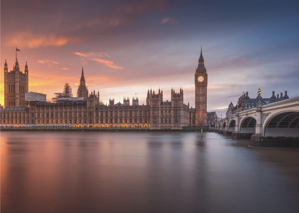 Tramonto sul Palazzo di Westminster a Londra | Carta da Parati Fotografica