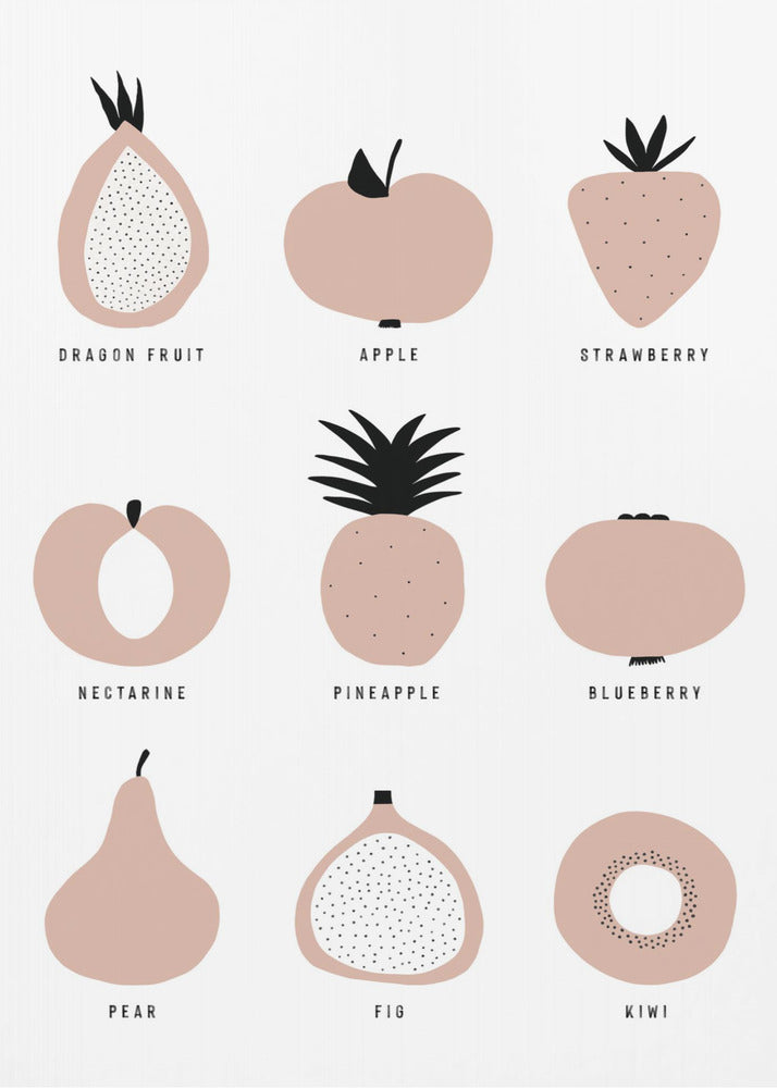 Minimalistisk Frugtgitter | Plakater - Kunsttryk