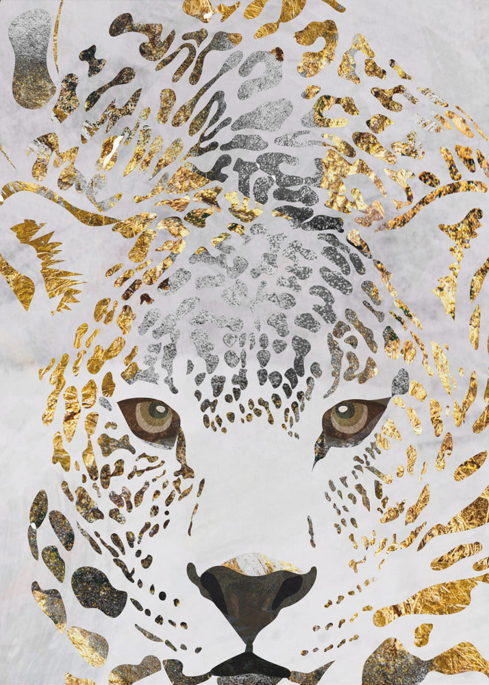 Jaguar dorado grunge | Impresiones en Lienzo