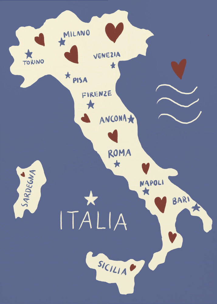 Italien Kort | Lærredsbilleder