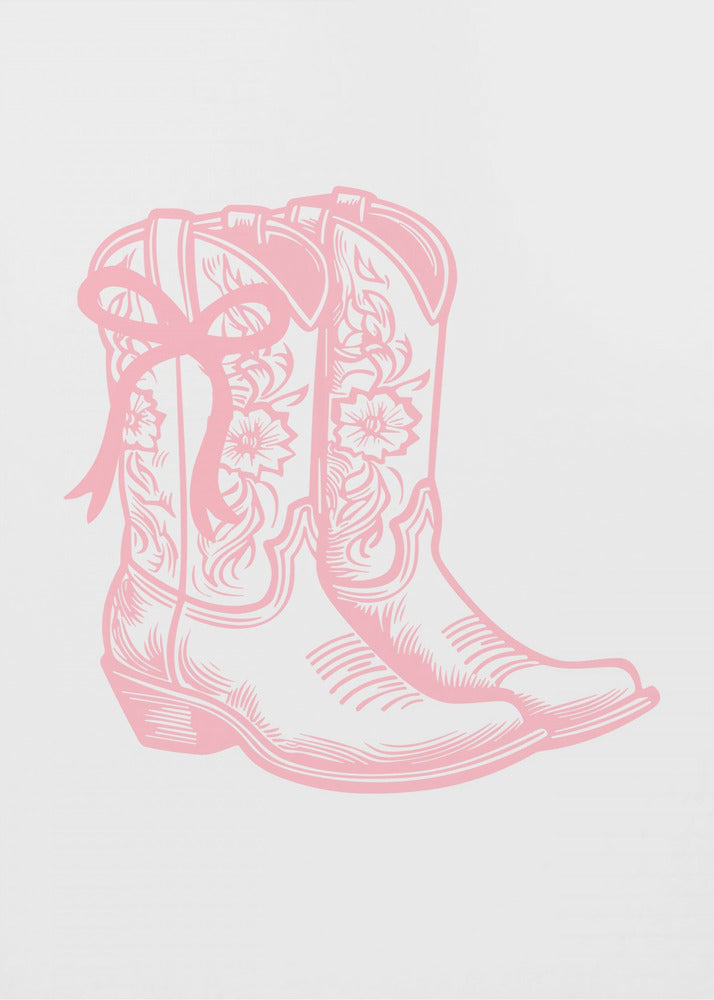 Vaaleanpunaiset cowgirl-saappaat rusetilla | Canvastaulut