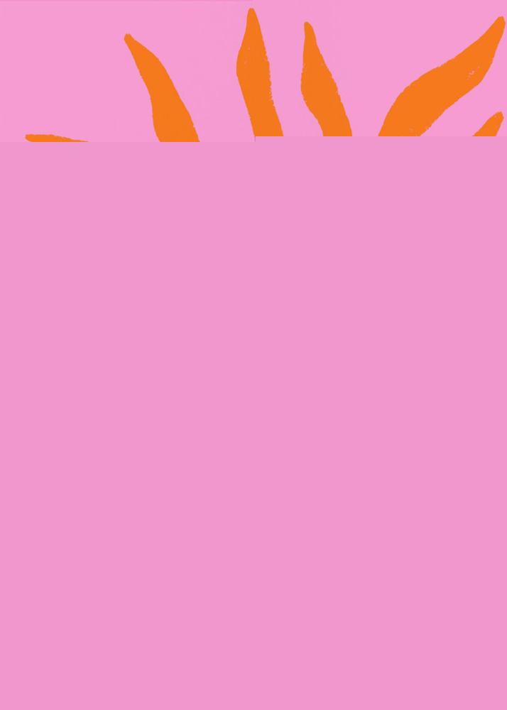 Orange Silhouette Textured Branch on Pink | Poster