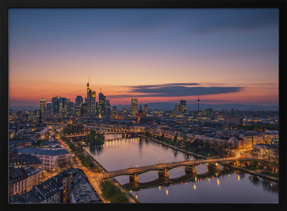 Skyline di Francoforte al tramonto | Poster - Stampe d’Arte