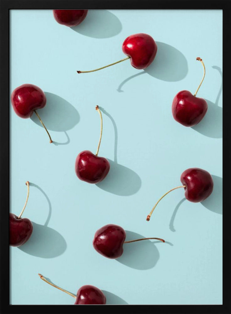 Körsbär på turkos bakgrund | Poster