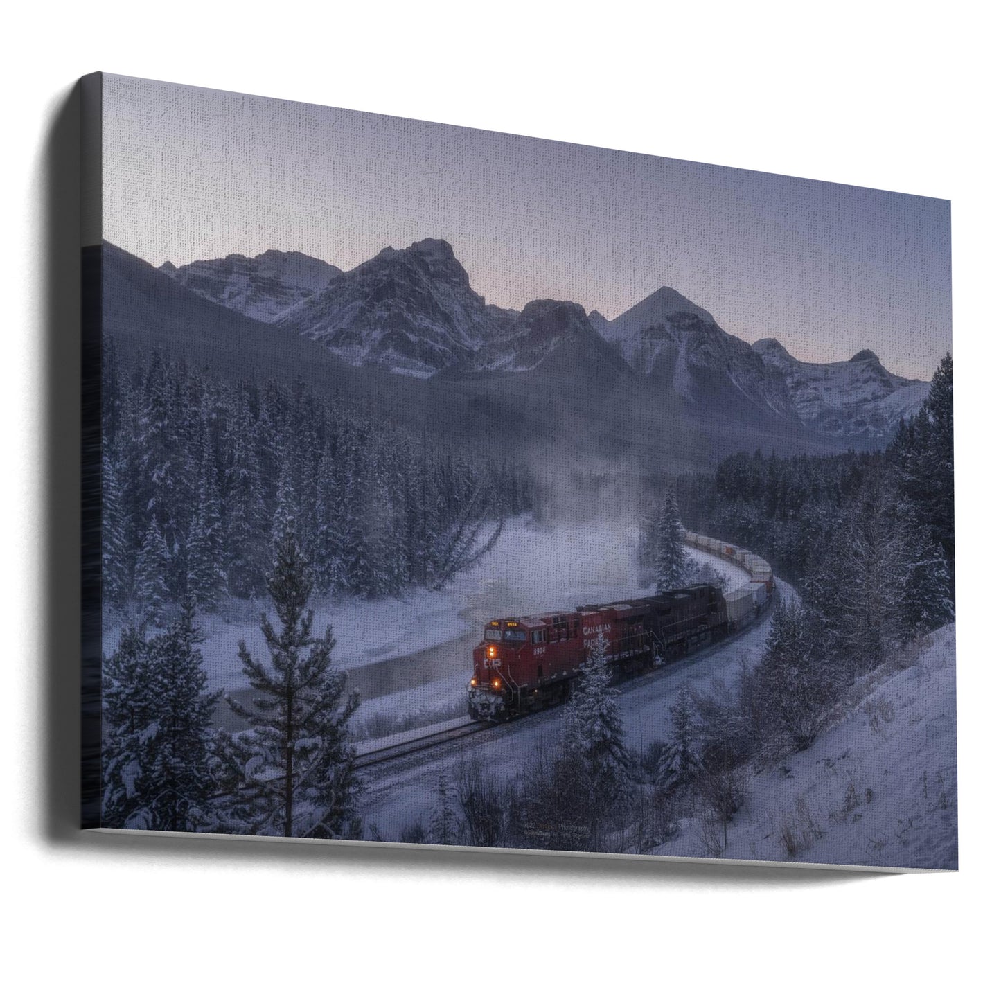 Tåget i snön. | Canvas