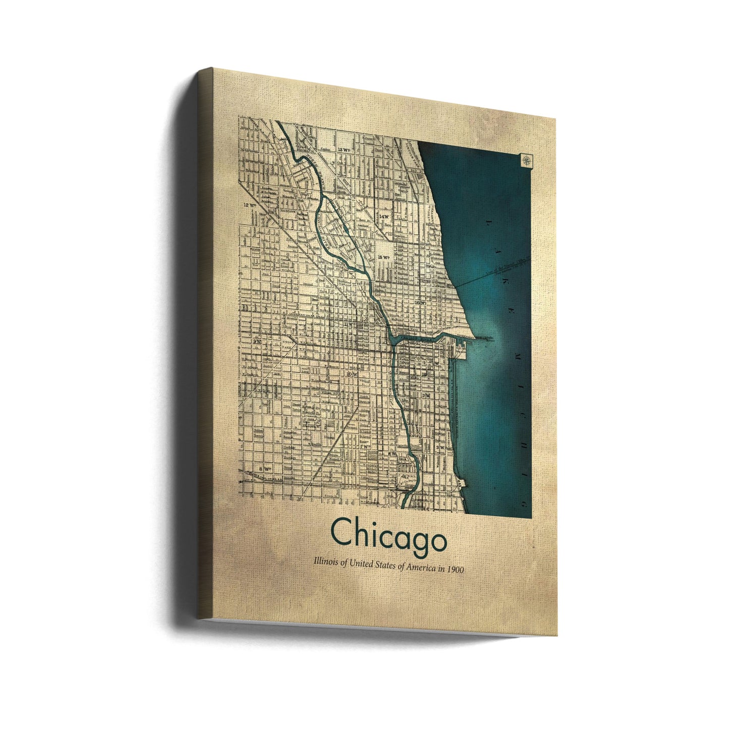 Mappa di Chicago | Stampe su Tela