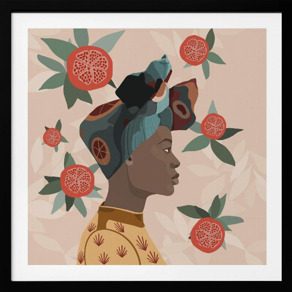 Granatæble Afro Kvinde | Plakater - Kunsttryk