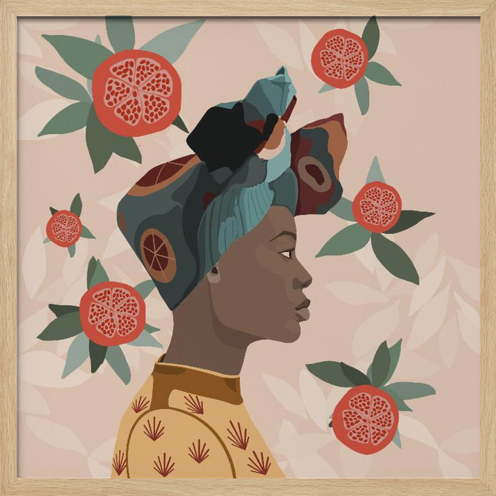 Granatæble Afro Kvinde | Plakater - Kunsttryk