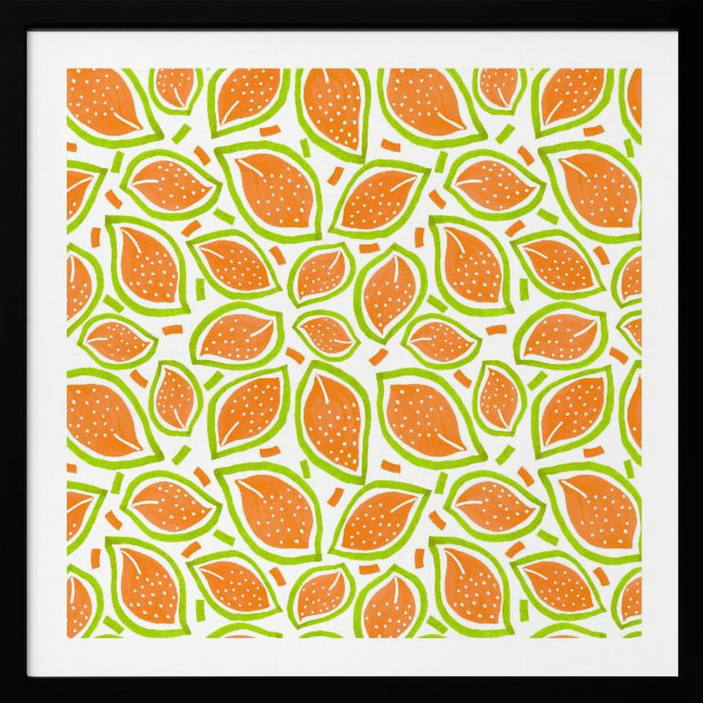 Melon Scattered Leaves Polka Dot | Poster