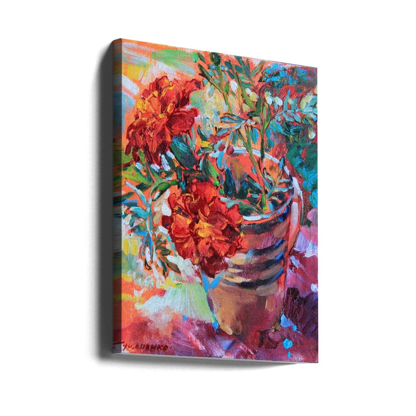 Ringelblumen in einer Tasse | Leinwand-Bilder
