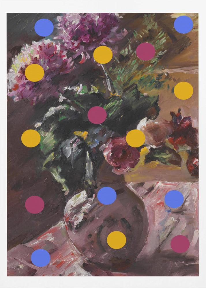 Classic Vase of Flowers And Dots | Poster