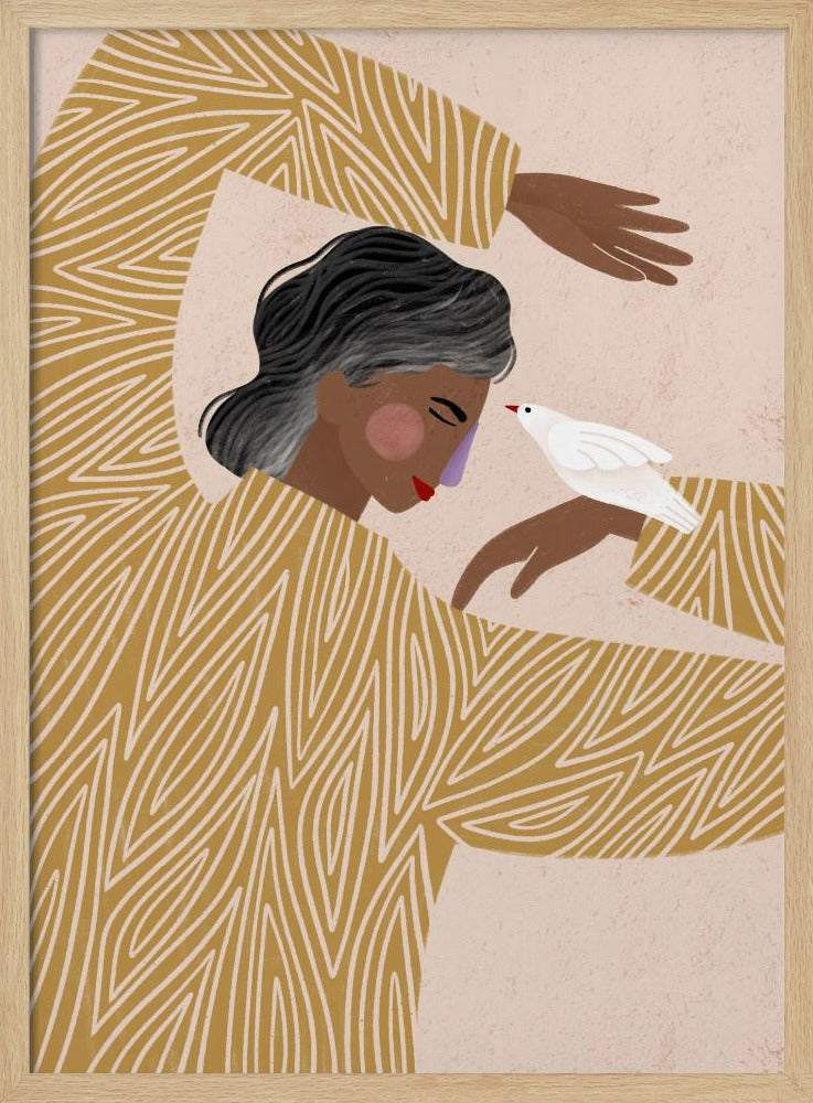 Kvinnan med en fågel | Poster