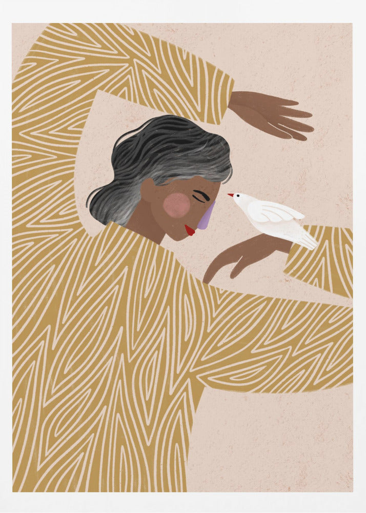 Kvinnan med en fågel | Poster