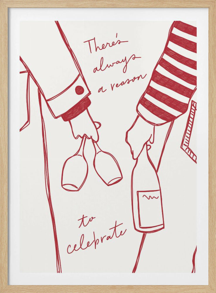 Woman holding wine bottle and wine glass (Red) - Wine Vin Rouge Femme | Poster