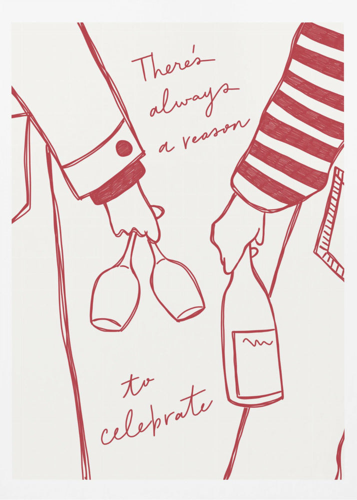 Woman holding wine bottle and wine glass (Red) - Wine Vin Rouge Femme | Poster